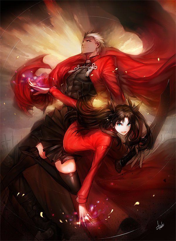 Tsundere Duo , Anime Art, Fate, Tohsaka Rin, Archer