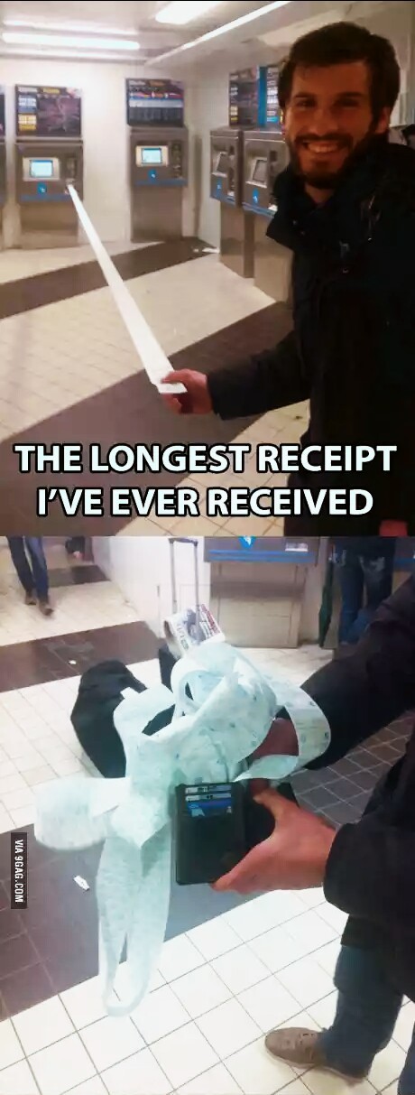 The longest check I have ever seen. - Receipt, Long, 9GAG