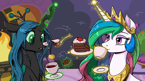 Tea and Sweets with Chrysalis and Celestia