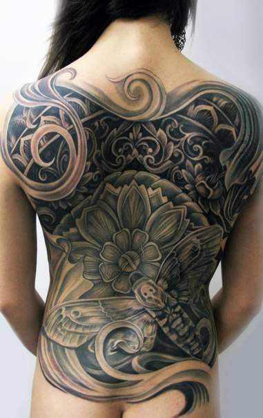 Tattoos on the back. - NSFW, Tattoo, , Tattoo, Longpost