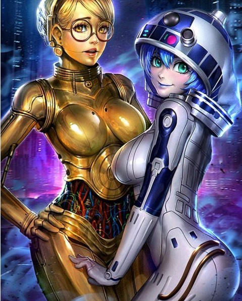 C3PO & R2D2 - NSFW, Star Wars, R2d2, c-3po, Images, Rule 34, R34, Glasses, Humanization