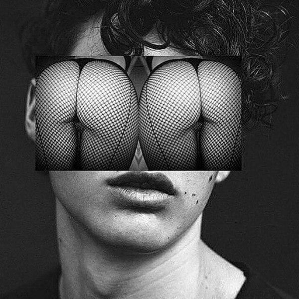 Butt-eye))) - NSFW, Ass, Eyes, Face, Portrait, Black and white, Photo, Photographer, Humor