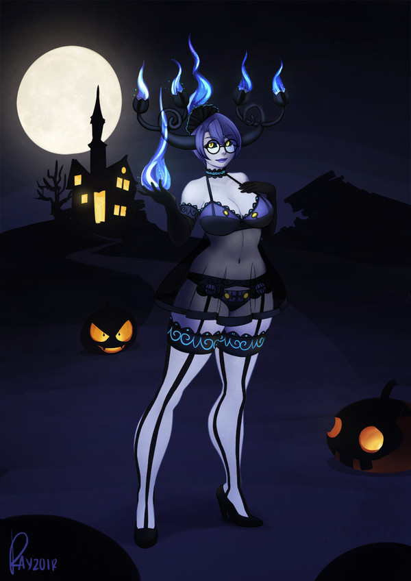 Humanized Chandelure - NSFW, Pokemon, Monster girl, Humanization, Rayzoir, , Anime, Anime art, Longpost