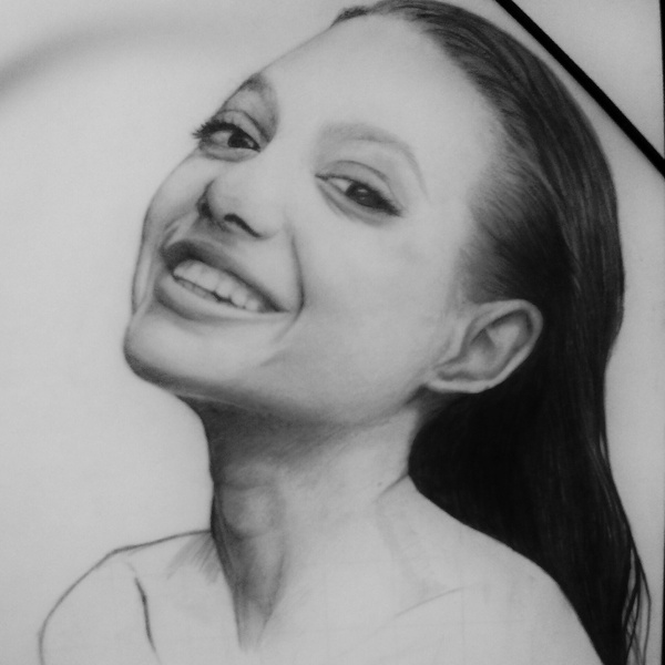 Angelina Jolie - My, Angelina Jolie, Portrait, Simple pencil