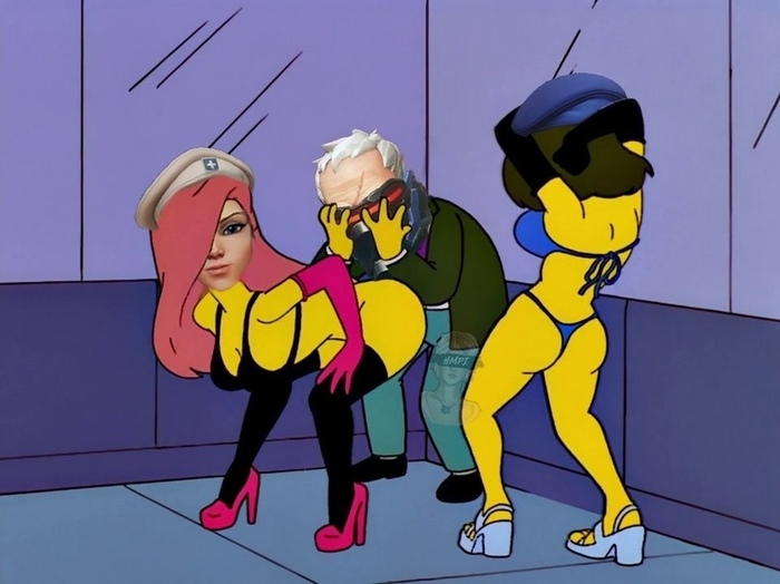 This pain in his .... visor - Overwatch, Soldier 76, The Simpsons