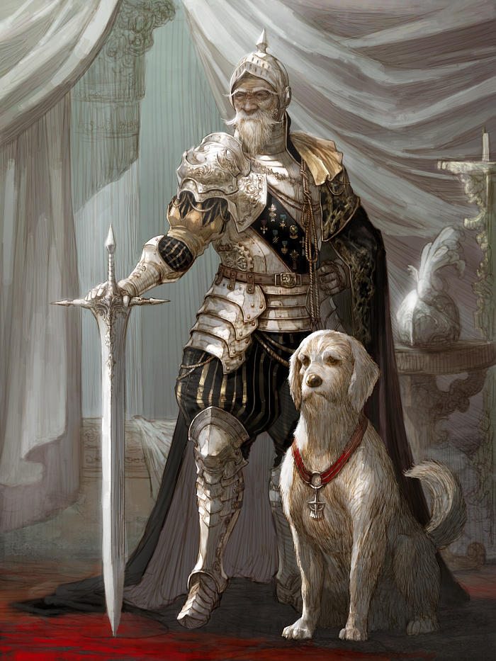 Resignation of the old knight - Art, Knight, Tahra, Dog