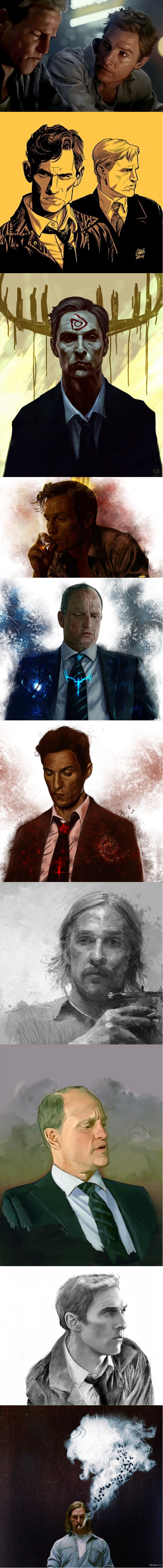 True Detective. - , True detective, Fan art, Longpost, Matthew McConaughey, True detective (TV series), Art