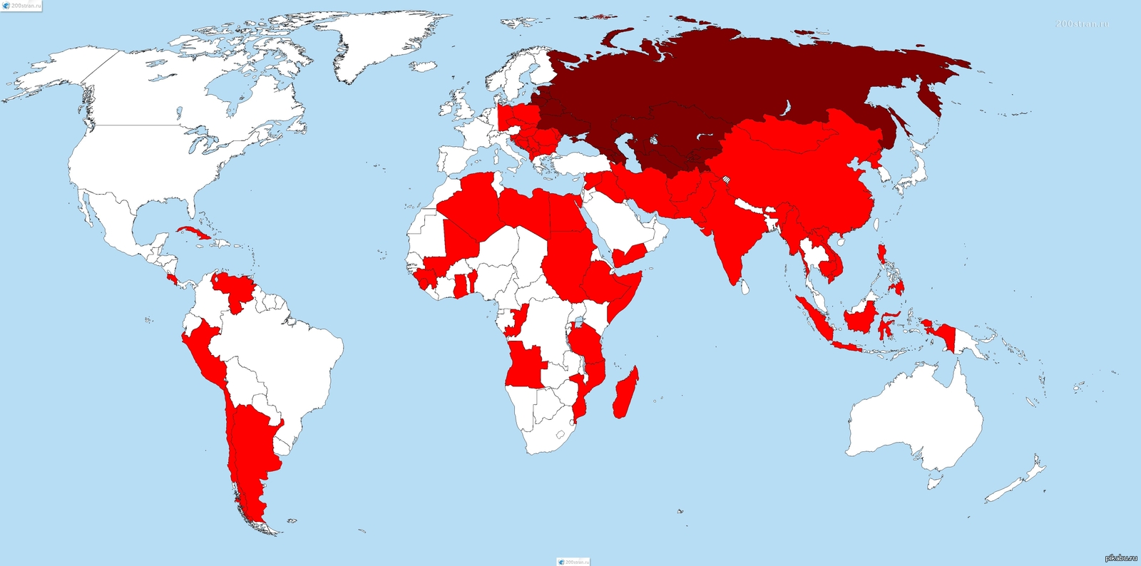 Карта сфер влияния СССР И США