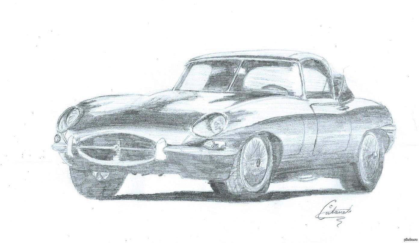 Commissioned by @Deiman - Jaguar E-Type - My, Pencil drawing, Free time, Jaguar E-type