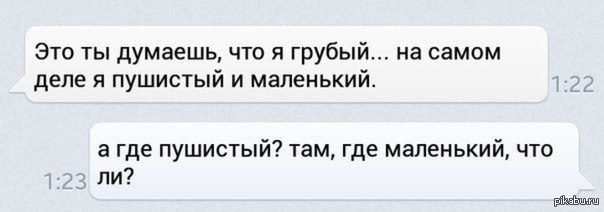 Мало где была. Грубый юмор. Что значит грубый. Подкол про маленького.