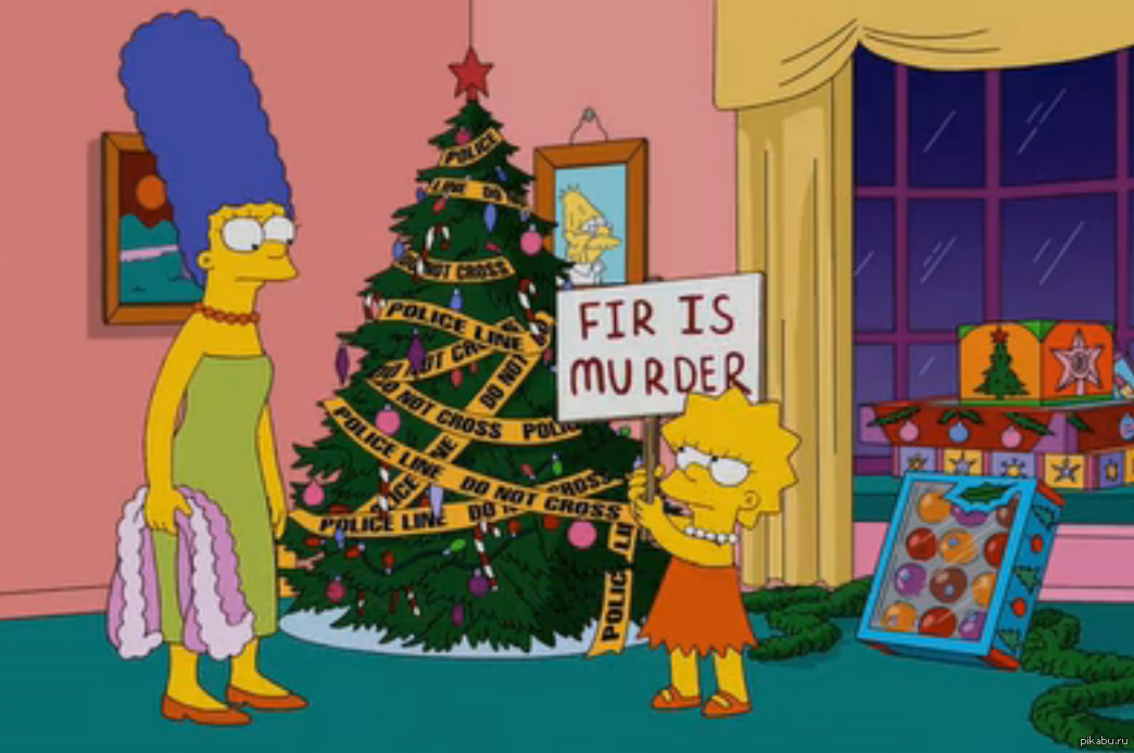 Lisa is against any violence. - The Simpsons, Christmas, Protest