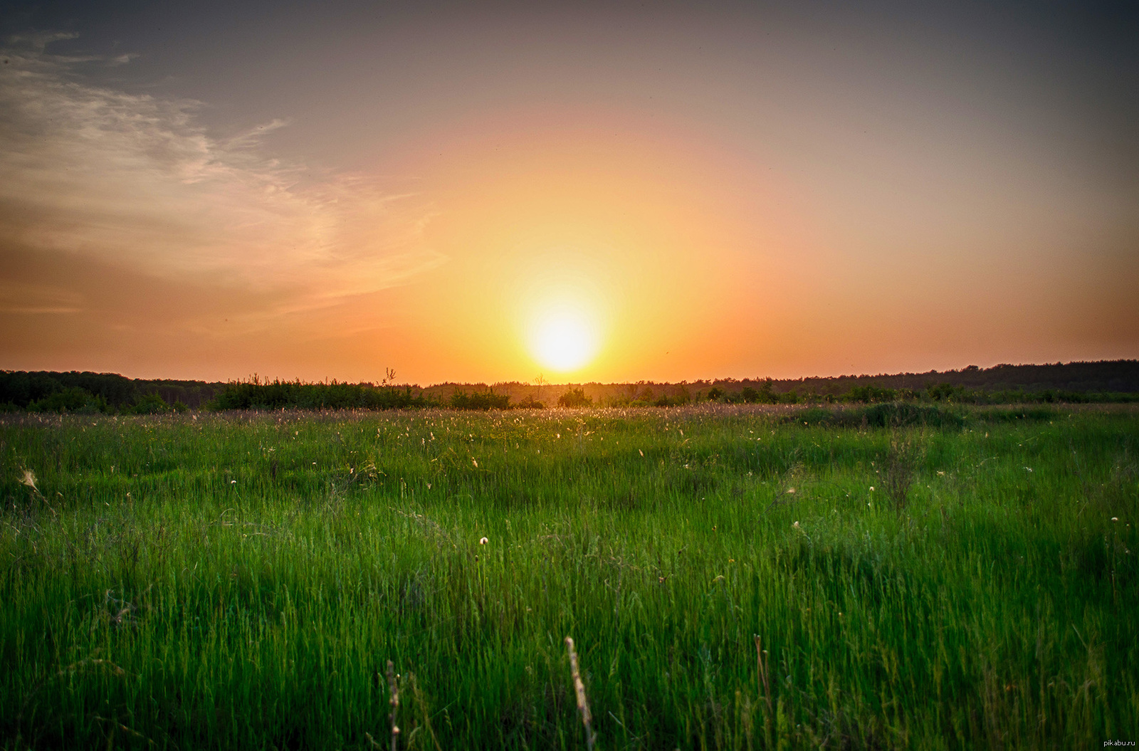 The expanses of the Russian land - My, Sunset, Evening, Spring, Sunset, afterglow, HDR, Панорама, Nature