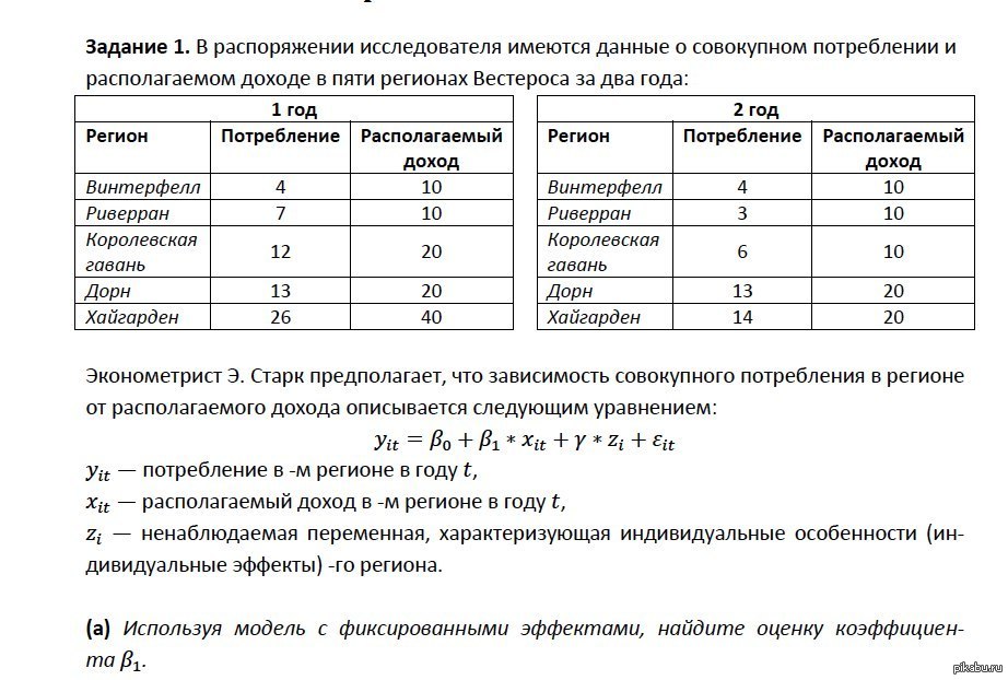 Регион задачи. Модель с фиксированными эффектами. В модели с фиксированным эффектом.