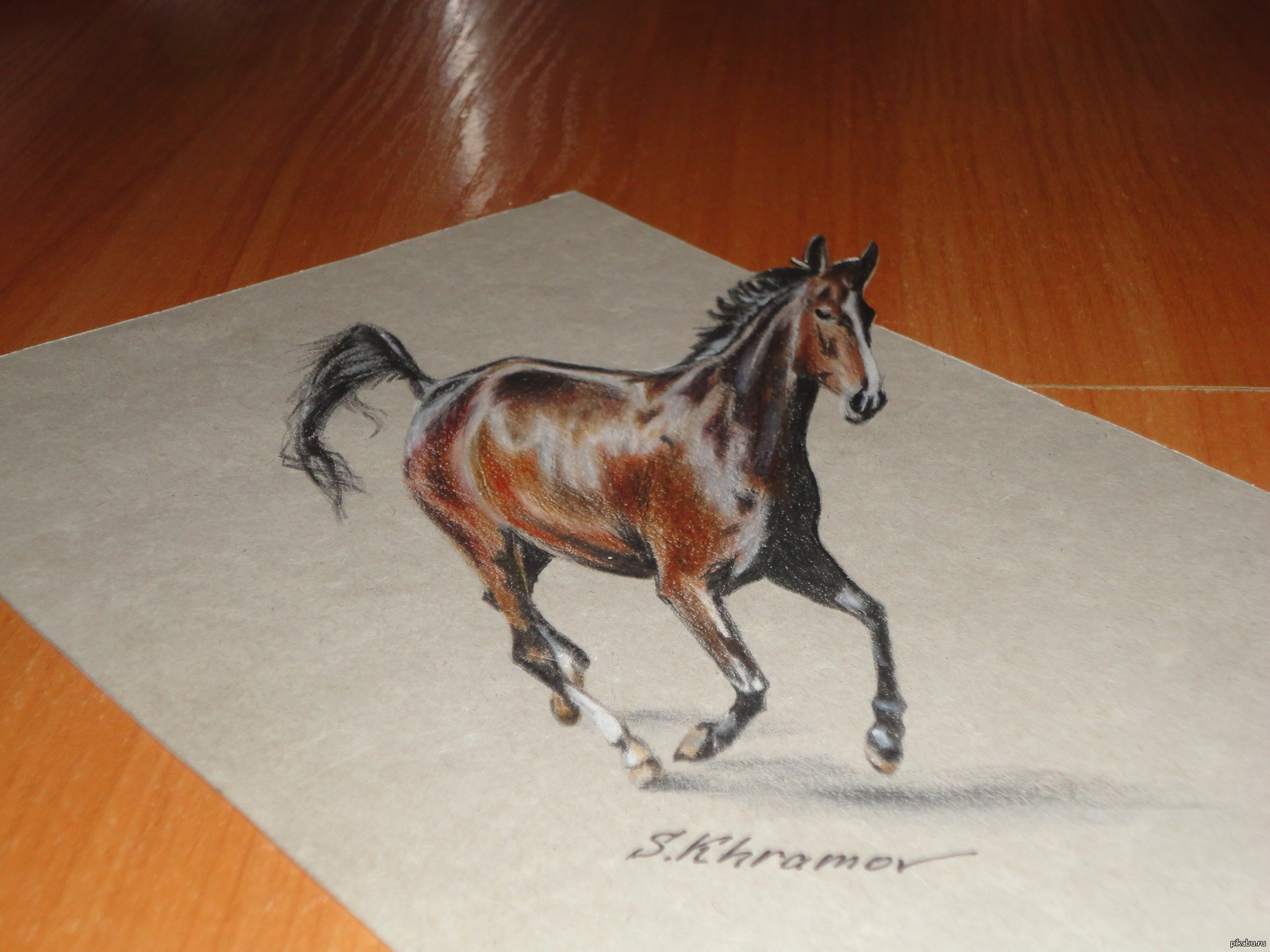 Рисунки лошади цветными карандашами легко
