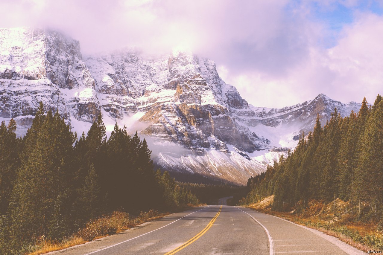 Гор дорога. Icefields Parkway Канада. Канада лес дорога горы. Дорога красивый пейзаж.