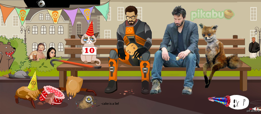 In support of the holiday :) - My, Photoshop, Half-life, Memes, Birthday, 10 years