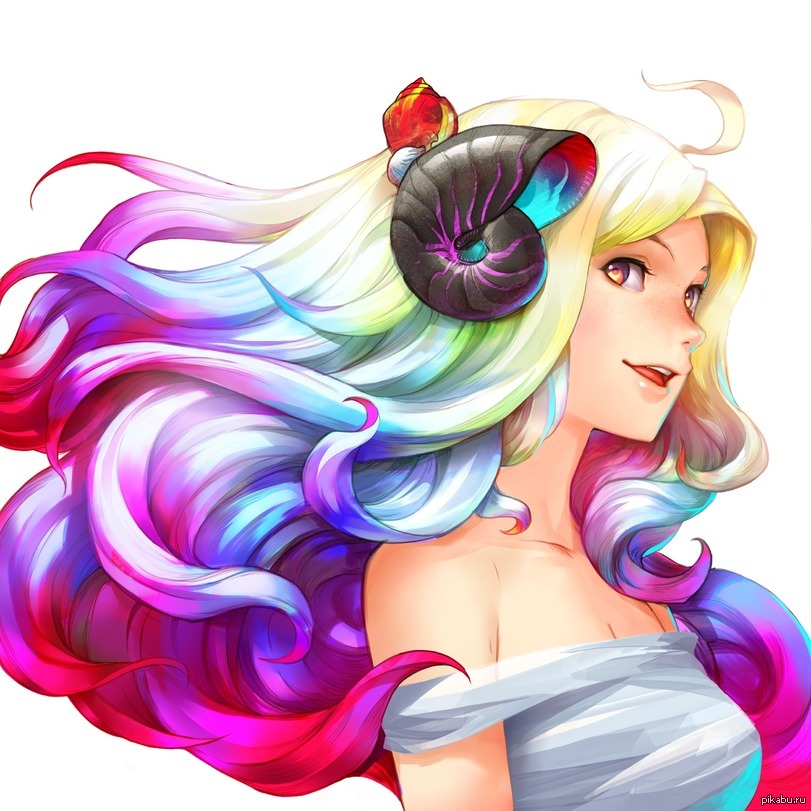 Anime girl multicolored hair