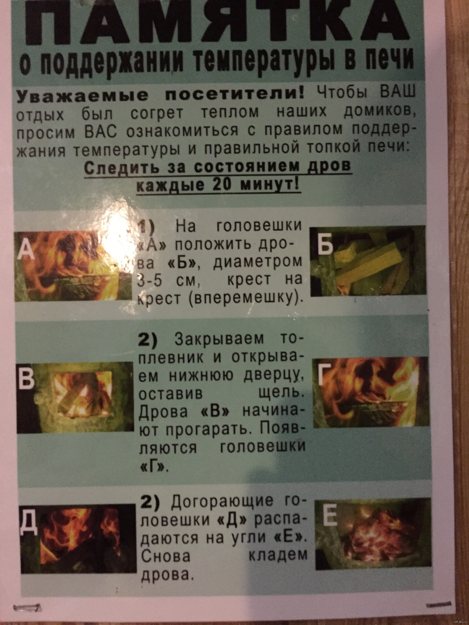 Метод укладки дров в печь