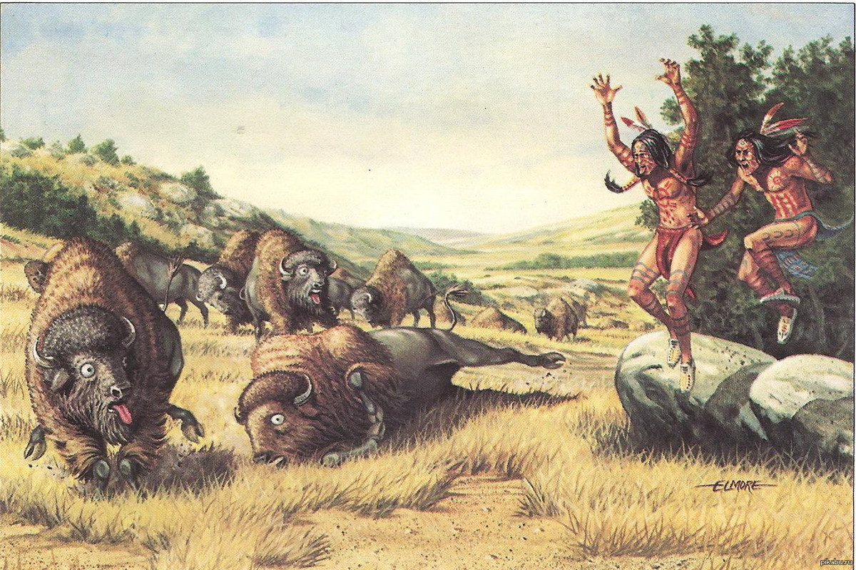 Первобытные национальные мировые. Древние индейцы-охота на бизонов. Охота первобытных людей на бизонов. Буриан охота на бизона. Индейцы племени Бизон.