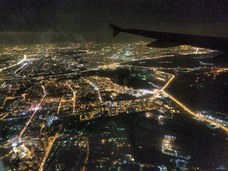 Москва вид с самолета ночью фото