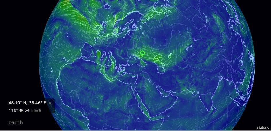 Карта ветров на планете