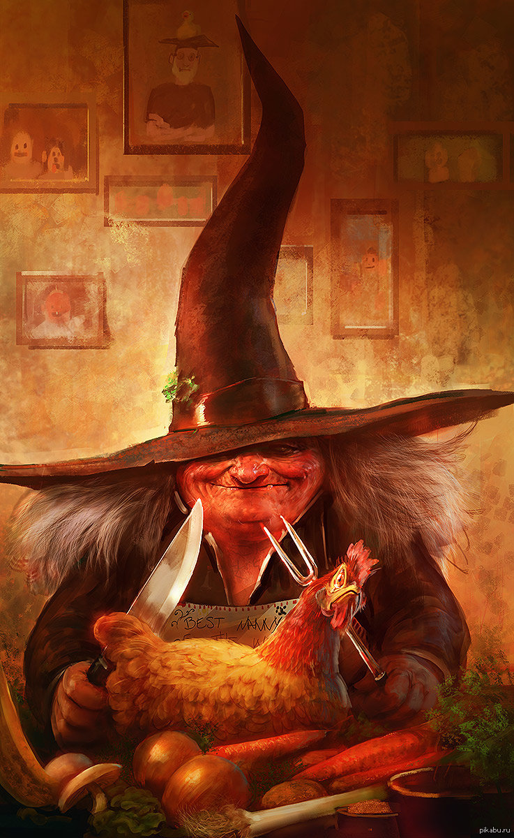 Healthy eating - Art, Witch, Witches, Hen, Breakfast, Nanny Ogg