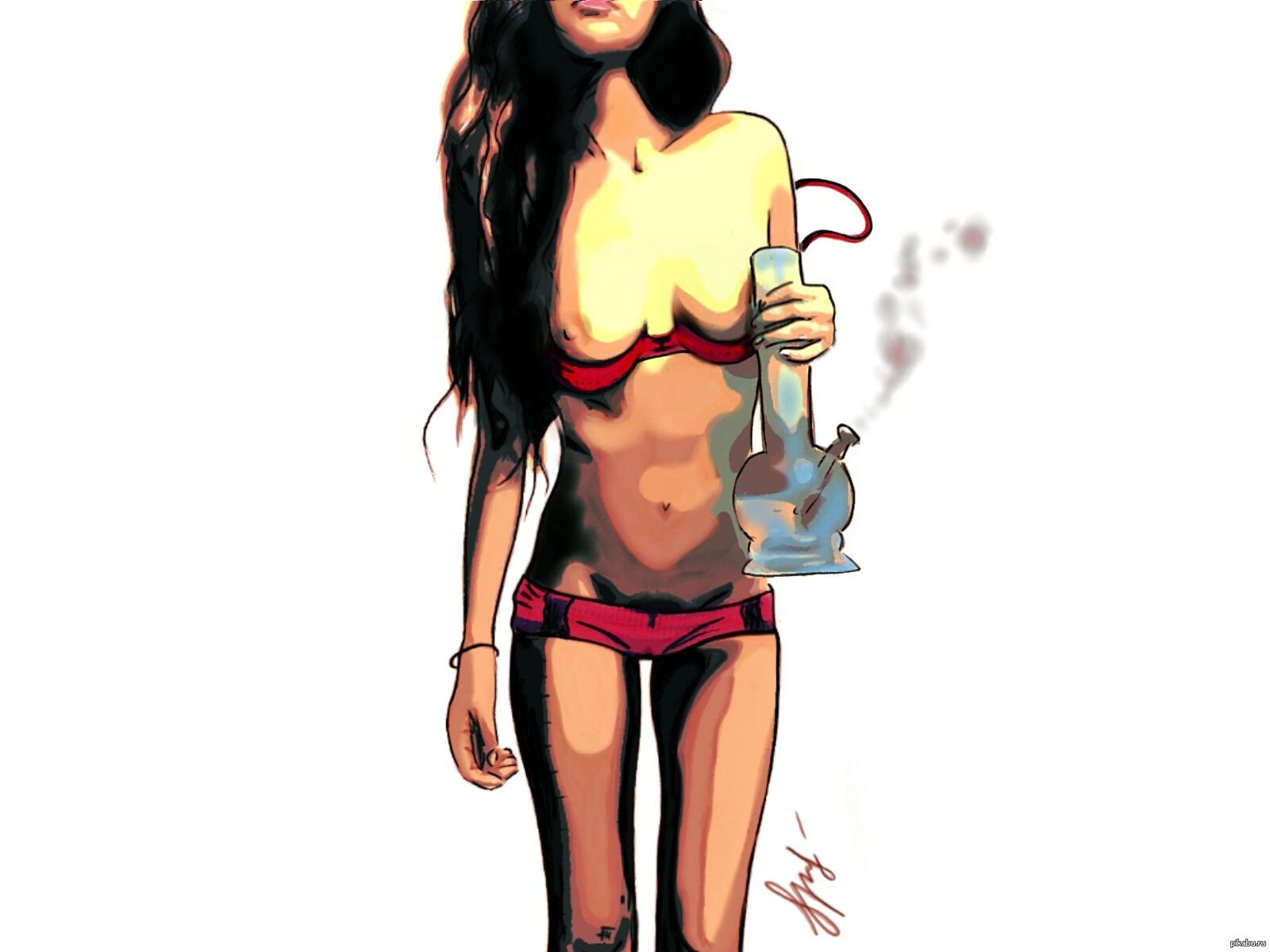 I draw on my phone - NSFW, My, Girls, Bong, Art, My, Creation