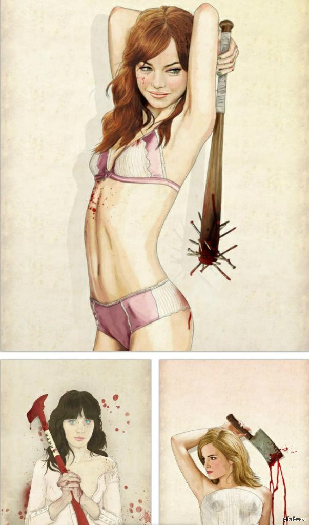 The art of life. - NSFW, Art, Celebrities, Emma Stone, Emma Watson, Zooey Deschanel