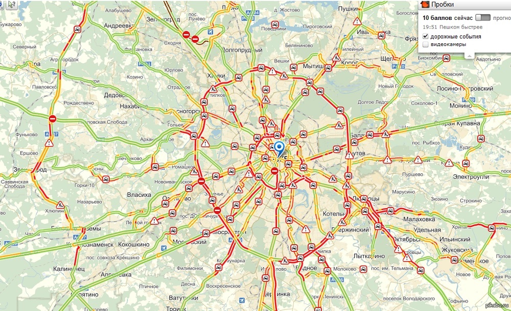 Карта московской области с пробками онлайн