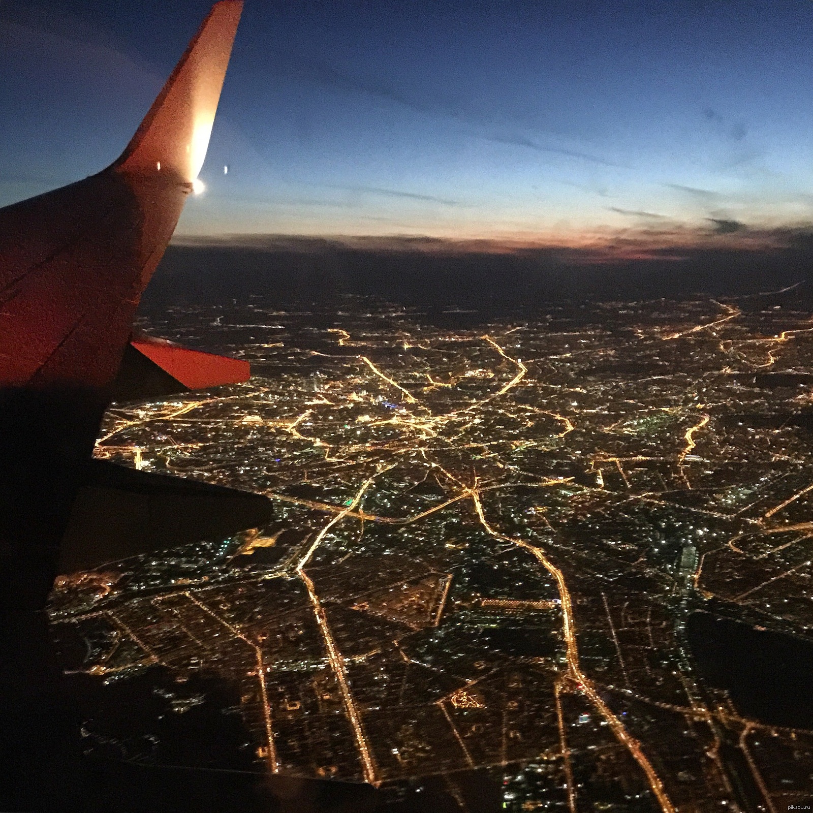 Вид из самолета на Москву