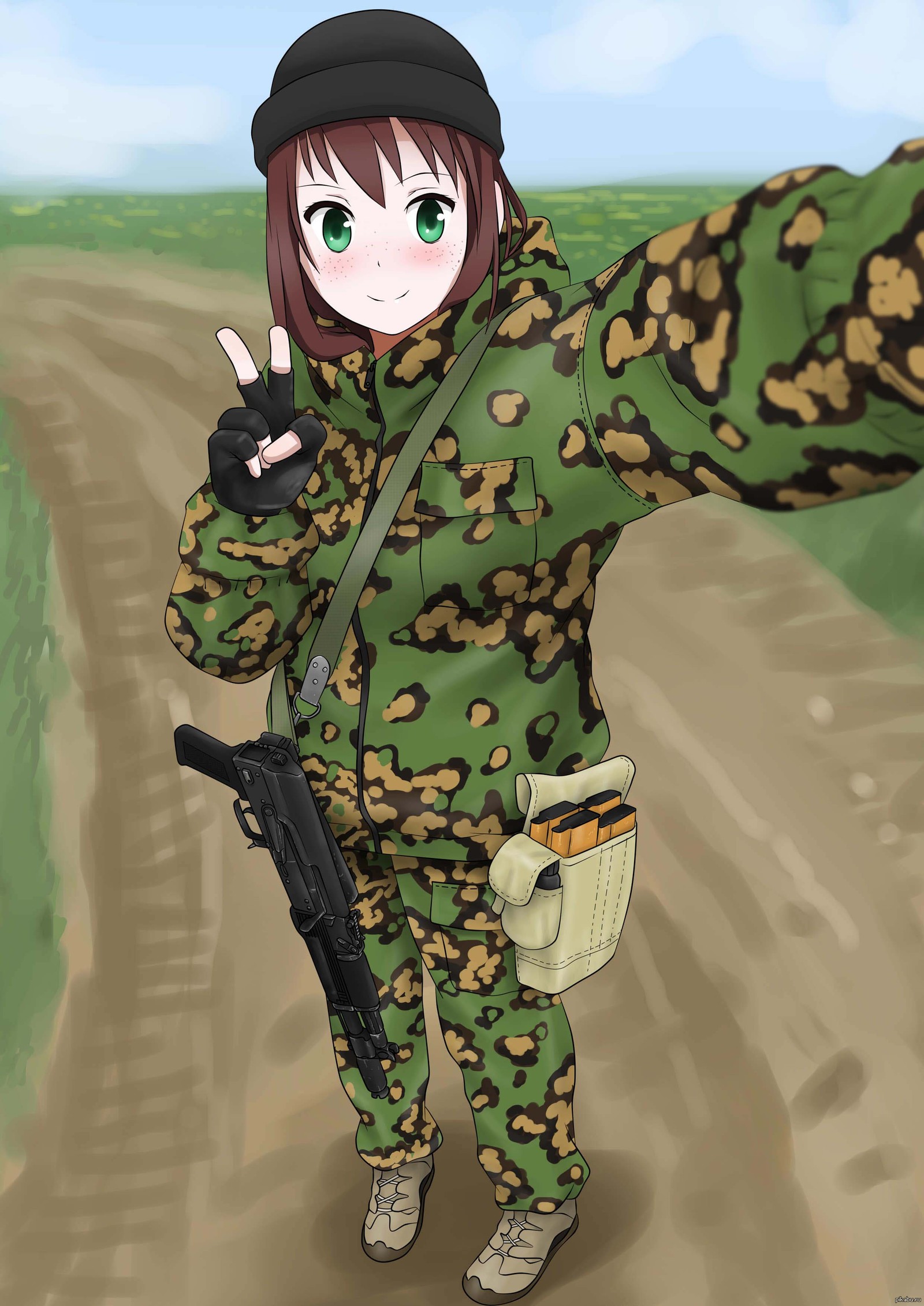 Cute. - Anime, Art, Airsoft, Selfie, Pixiv, Anime art