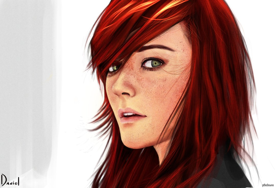 Мультяшное лицо девушки с красными волосами