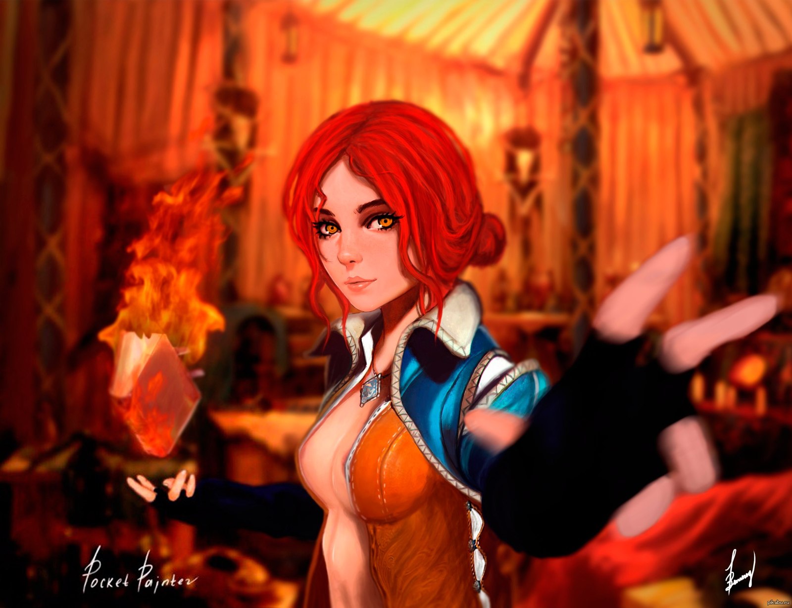 The Witcher - Triss Merigold - NSFW, My, , Art, Images, Anime, Games, Drawing, Anime art, The Witcher 3: Wild Hunt