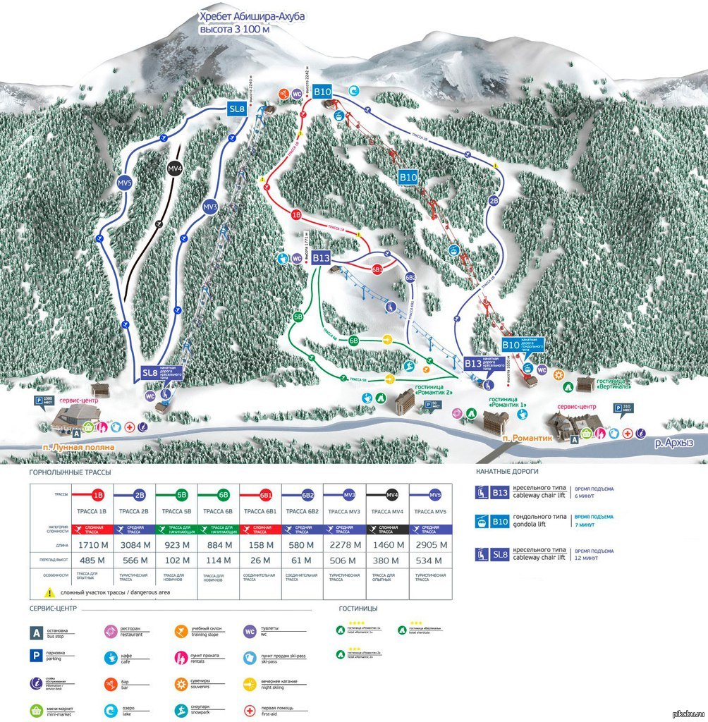 Архыз горнолыжный курорт схема трасс 2021