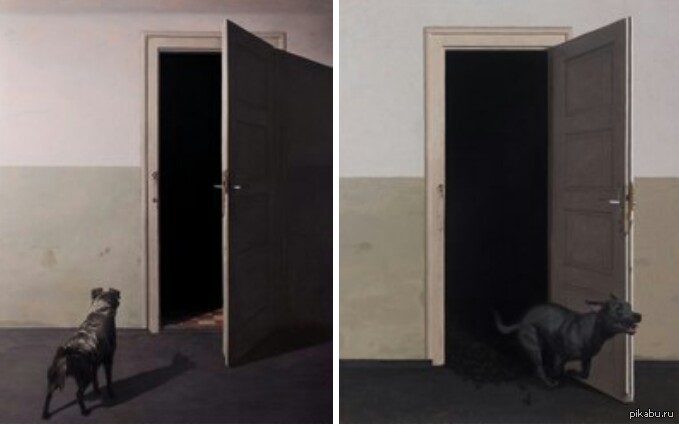 Дверь полуоткрыта маяковский. Картина собака и дверь. Картина с собакой и открытой дверью. Собака перед открытой дверью. Собака перед дверью картина.