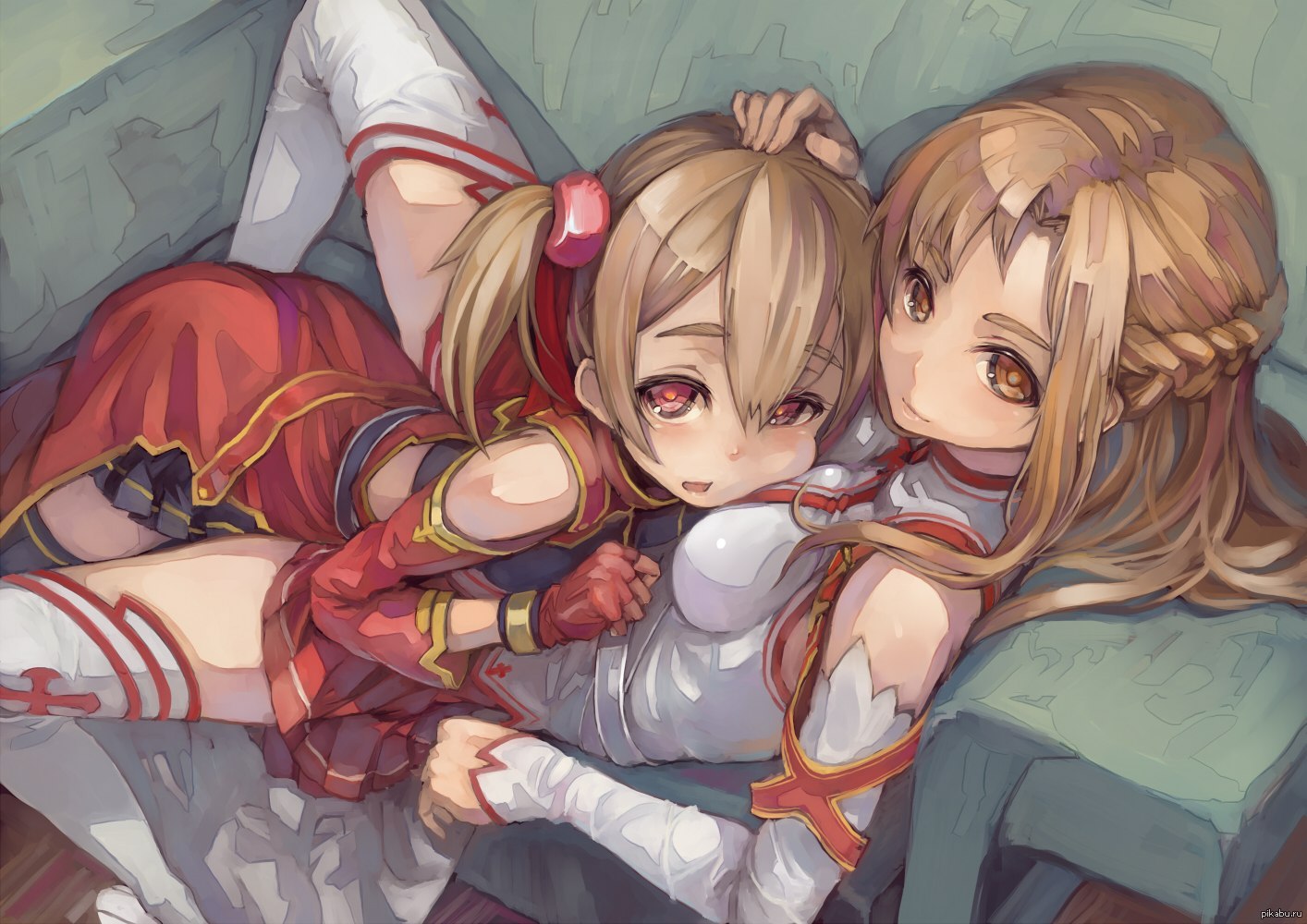 Asuna &amp; Silica, Anime Art, Sword Art Online, Аниме.