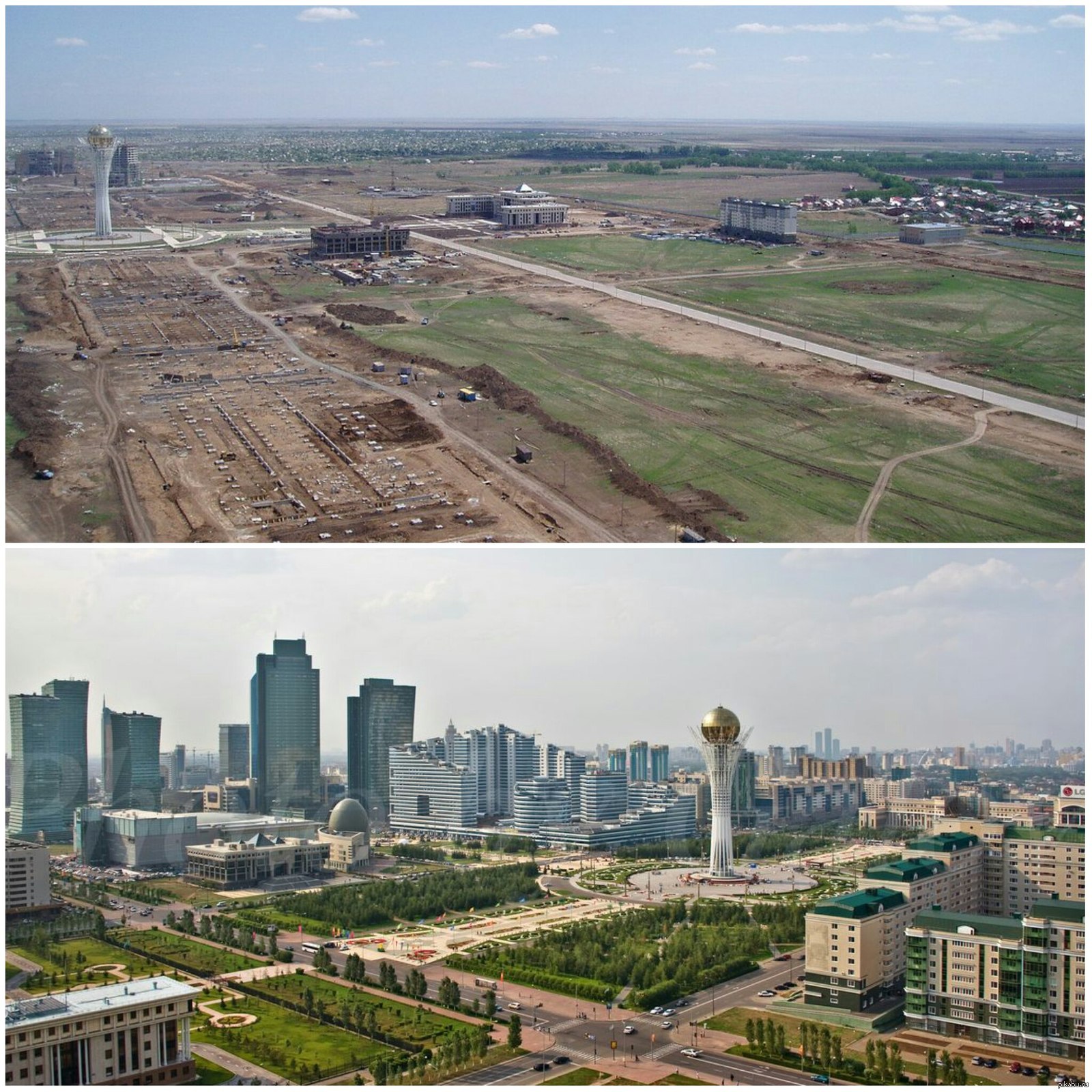 Астана в 2002 году и в 2015 | Пикабу