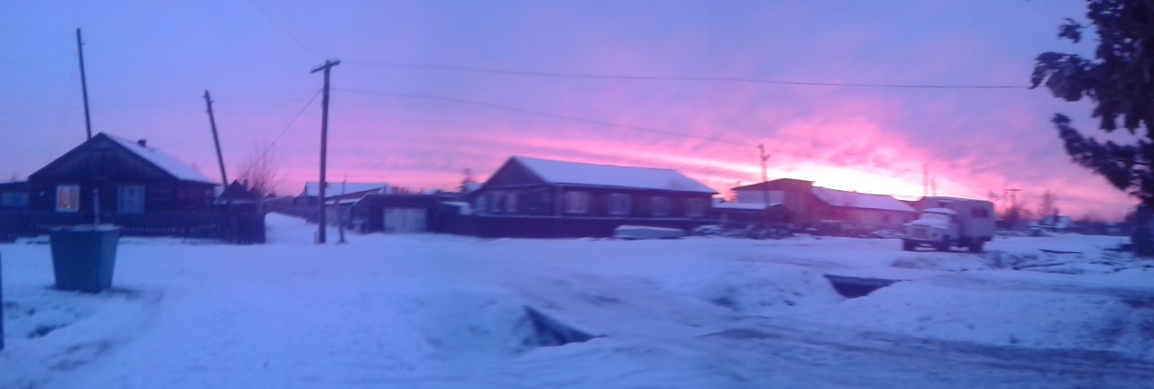 View of my street in the village - My, Village, Панорама, dawn