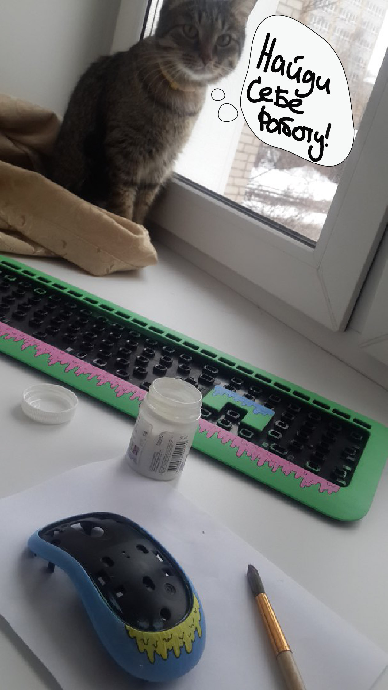 Small keyboard upgrade - My, Keyboard, PC mouse, Acrylic, Upgrade, Painting, Longpost