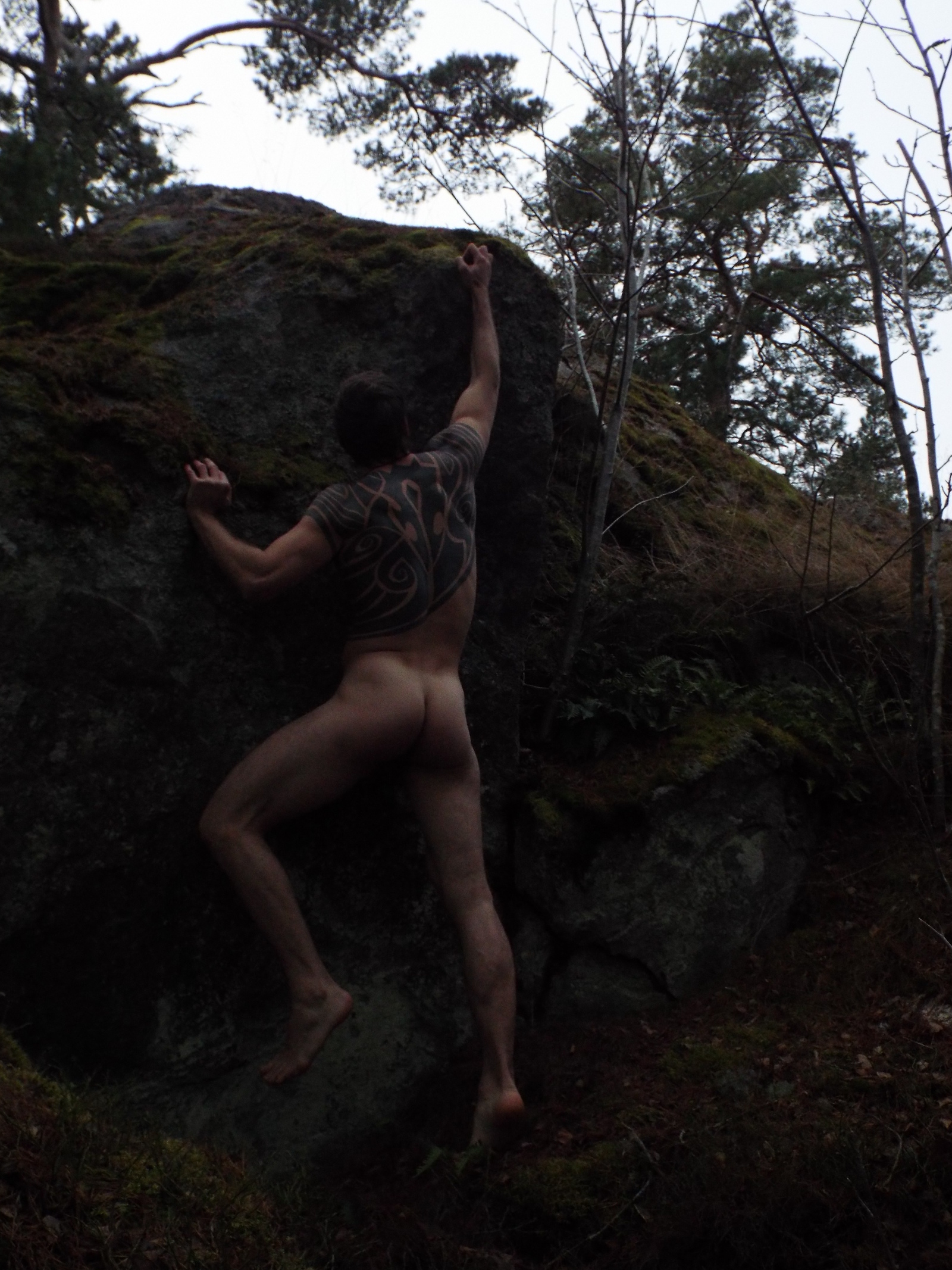 Aboriginal in the Swedish Forest * close-up. - NSFW, My, , , Naked guy, , Tattoo