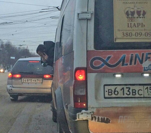 The driver of the minibus complies with the law: you can not smoke in public transport) - Humor, Law, Smoking, Novosibirsk, Photo