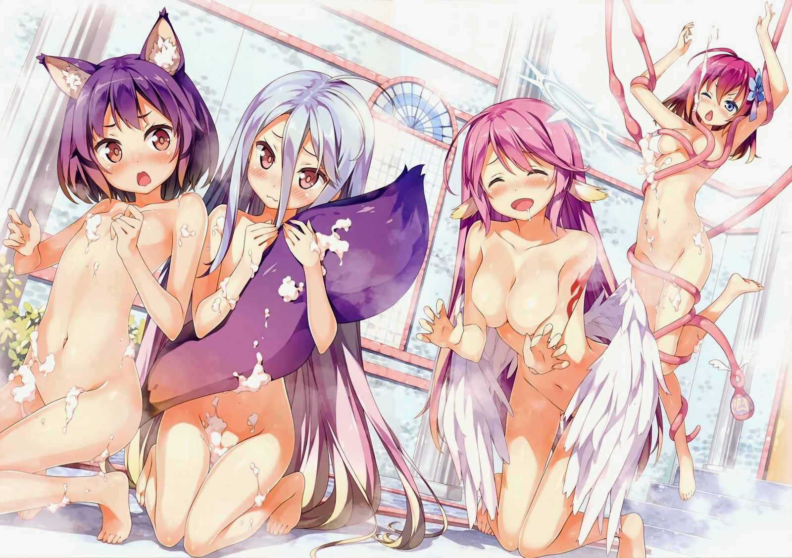 No game no life girls - NSFW, Аниме, Anime Art, No game no Life, Shiro, Stephanie Dora, Jibril, Hatsuse Izuna, Ecchi