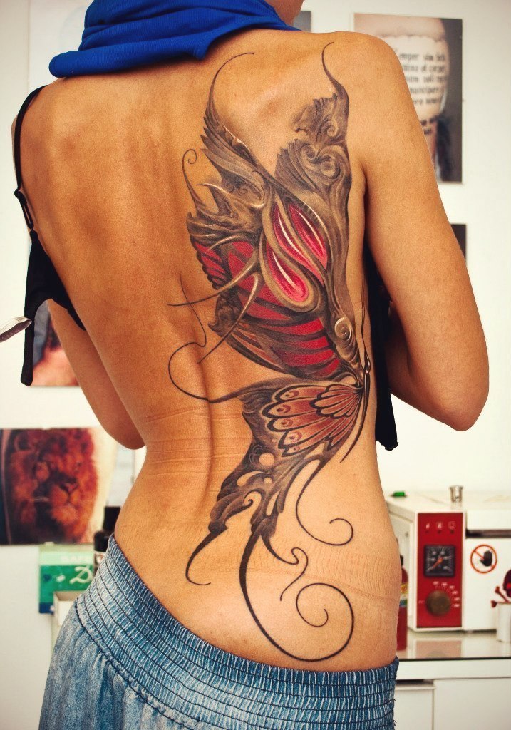 Tattoos on the back. - NSFW, Tattoo, , Tattoo, Longpost