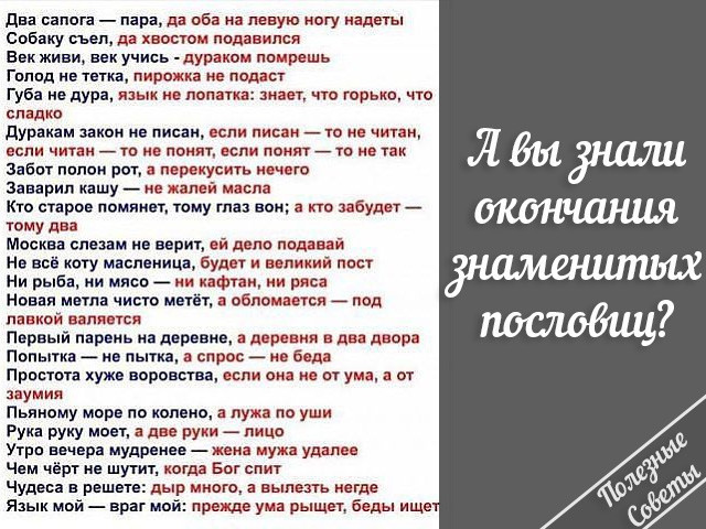 Знаменитые пословицы. | Пикабу