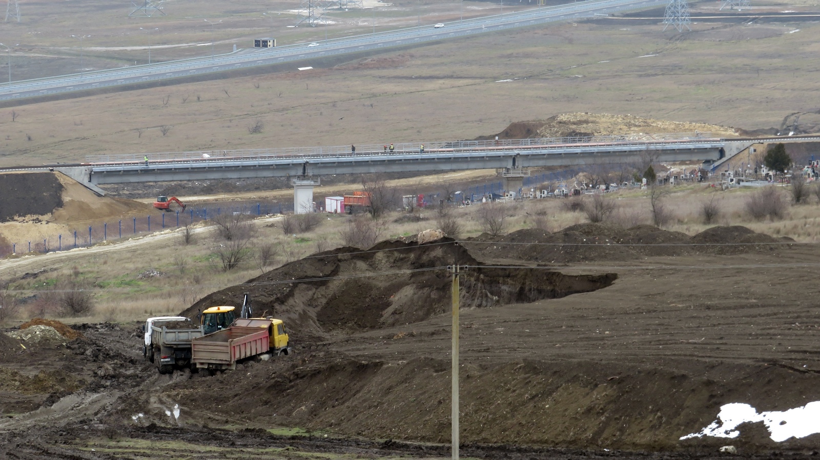 Crimean bridge. Construction of railway Approaches. Rail laying. Kerch Strait. Crimea. January 2019. - Crimea, Crimean bridge, Kerch bridge, Building, , Kerch Strait, Video, Longpost