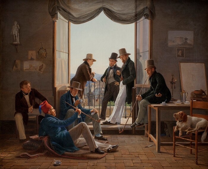 Группа датских художников в Риме. Картина Константина Хансена. 1837 годStatens Museum for Kunst