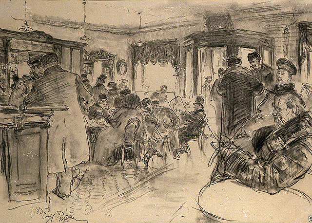 У Доминика. Рисунок Ильи Репина. 1887 год© Русский музей: виртуальный филиал