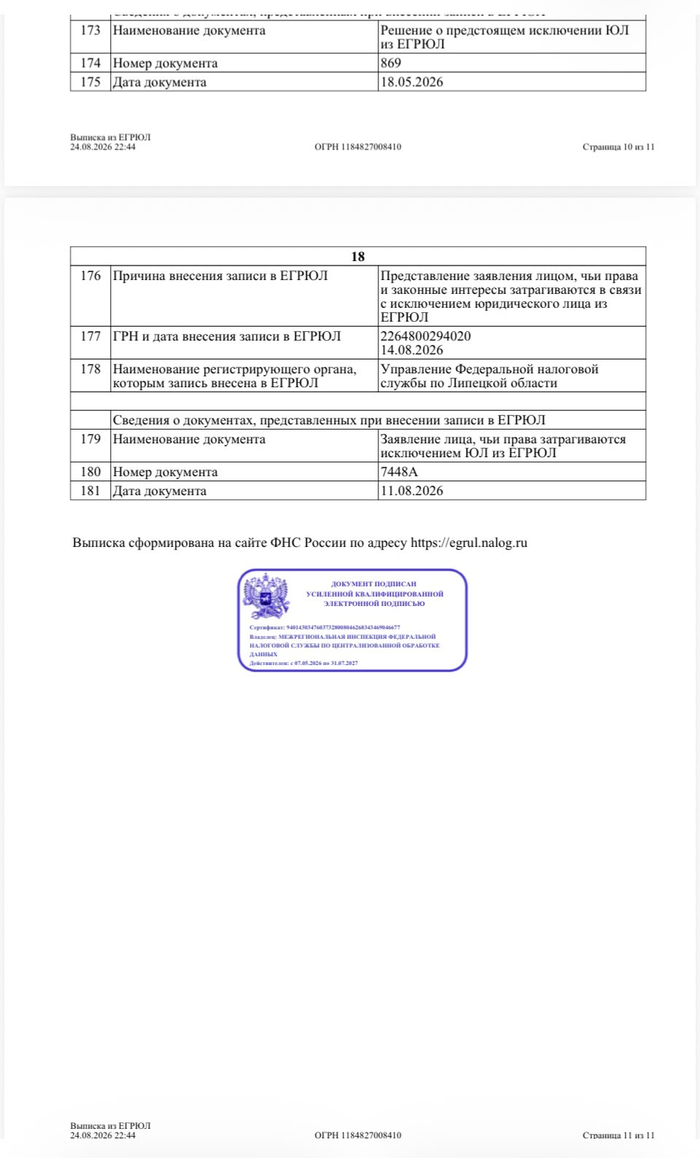 11 страница выписки по юр лицу