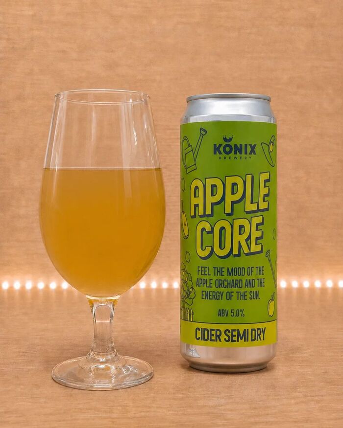 Обзор новинки от пивоварни Konix – полусухой сидр Apple core
