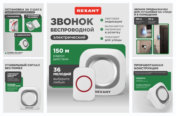 ������������ ������� ������ REXANT � ������� c �������� ������������, ��������, 36 �������, 150�, IP44 (�����/�����)